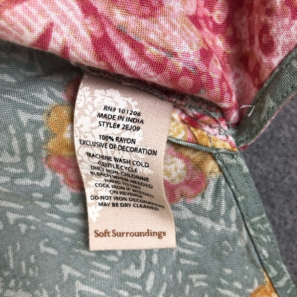 Soft surroundings floral boho cottagecore tassel tunic top size S - Picture 6 of 9